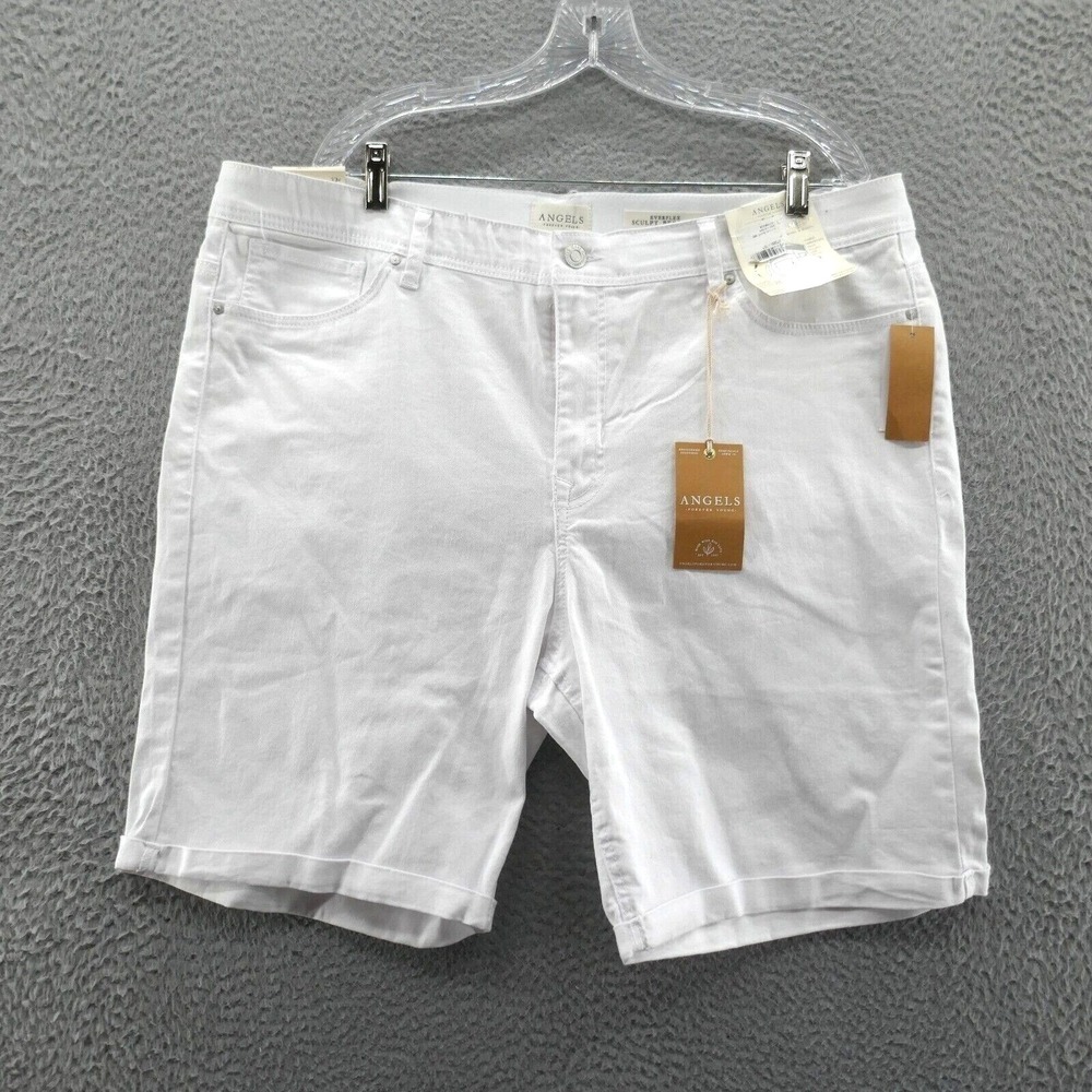 Angels Forever Young Womens White Everflex Sculpt Bermuda Shorts Size 20W NWT